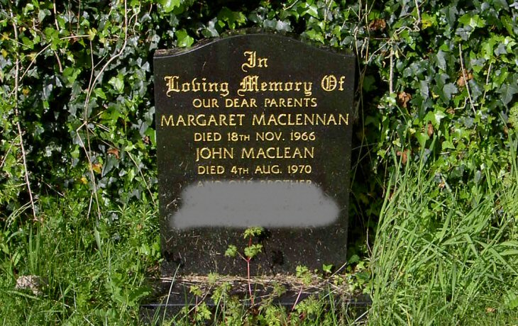 Photo of headstones/Margaret MacLennan d1966 hdstn Lochalsh chyd
